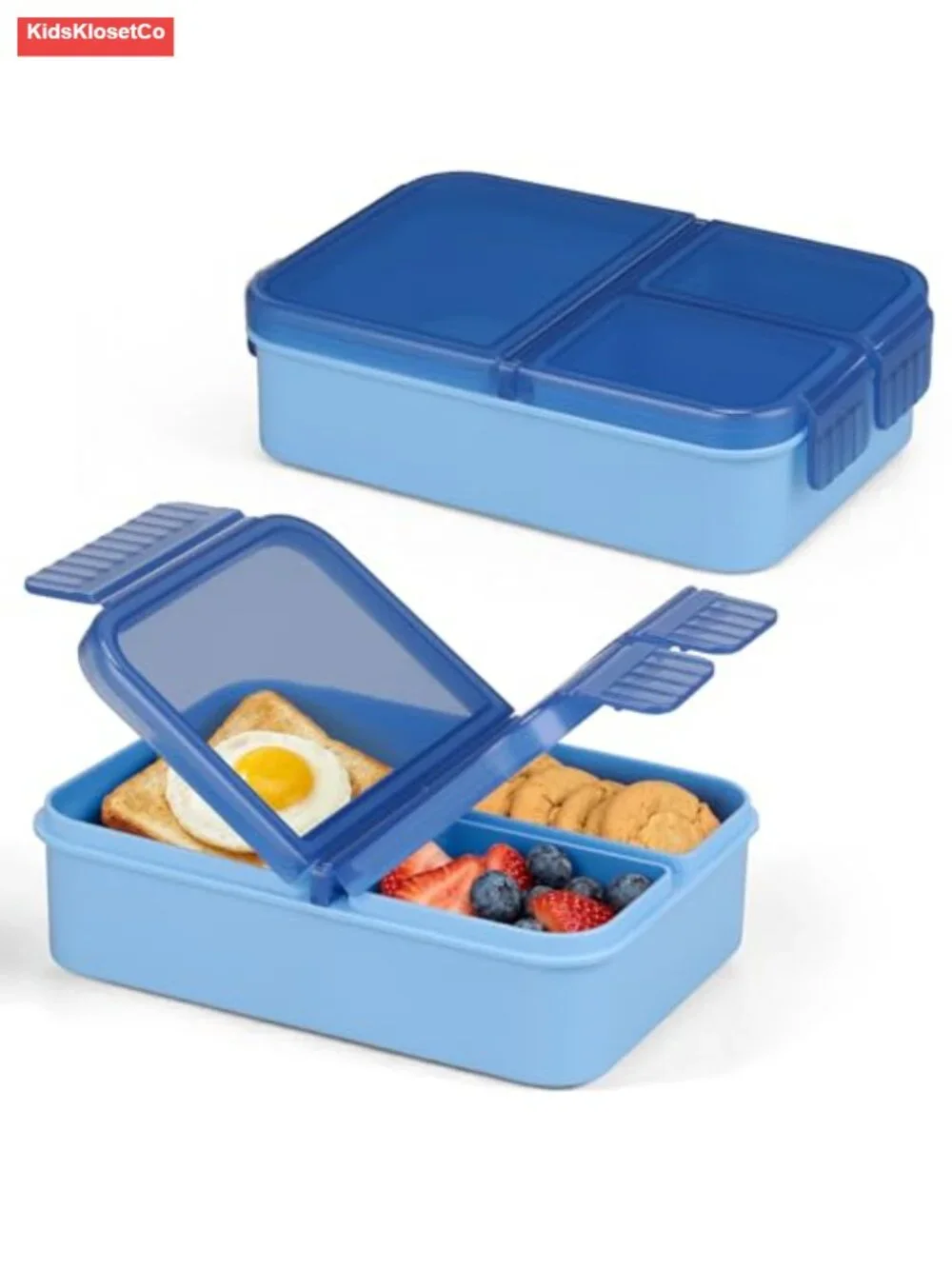 2 Pack Bento Snack Box Container for Kids Adults | 3 Compartment Leak-Proof